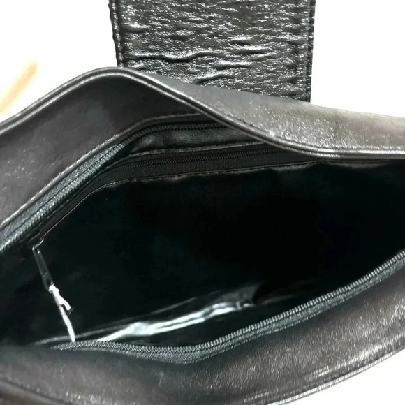 Vintage black snake skin leather clutch bag